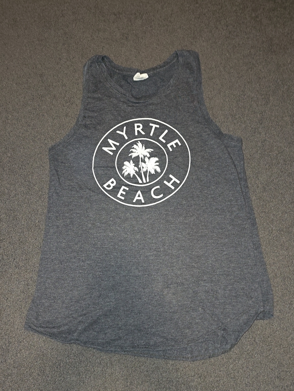 Exist Gray Muscle Tee with White Myrtle Beach Logo